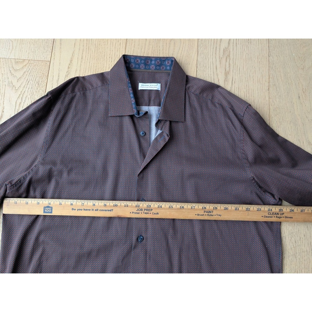 MARCELLO‎ Tailored Italian Fabric Mens Geometric Pattern Dress Shirt XXL - Picture 6 of 10